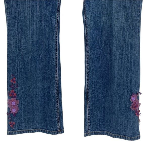 Style & Co Jeans size 16P 9988 Embellished bootcut spandex Blue Medium Wash - Picture 3 of 7